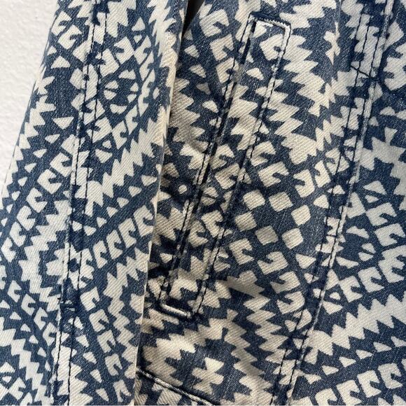Rebecca Minkoff Aztec Bleach Print Denim Jacket Frayed Collar SAMPLE SHOW - Picture 7 of 14